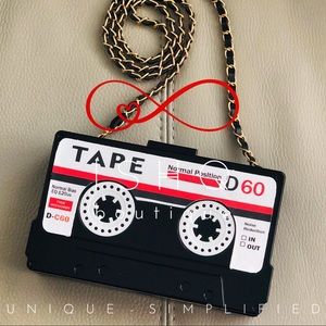 Cassie, Vintage Cassette Tape Clutch, Shoulder Bag